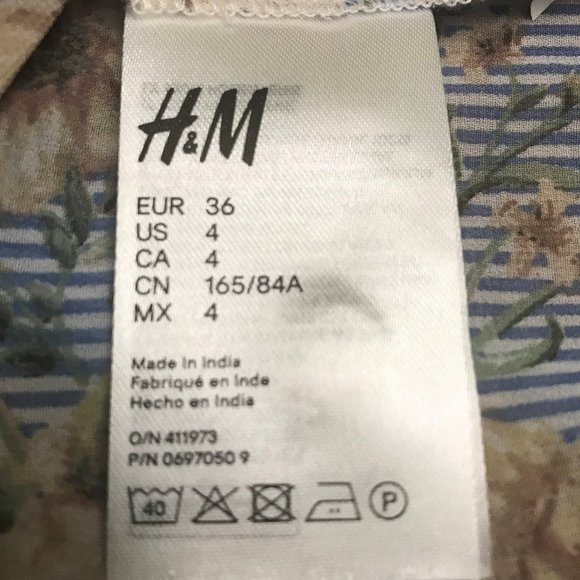 H&M Blue Stripes with Ivory Floral Sleeveles Top - Picture 3 of 7